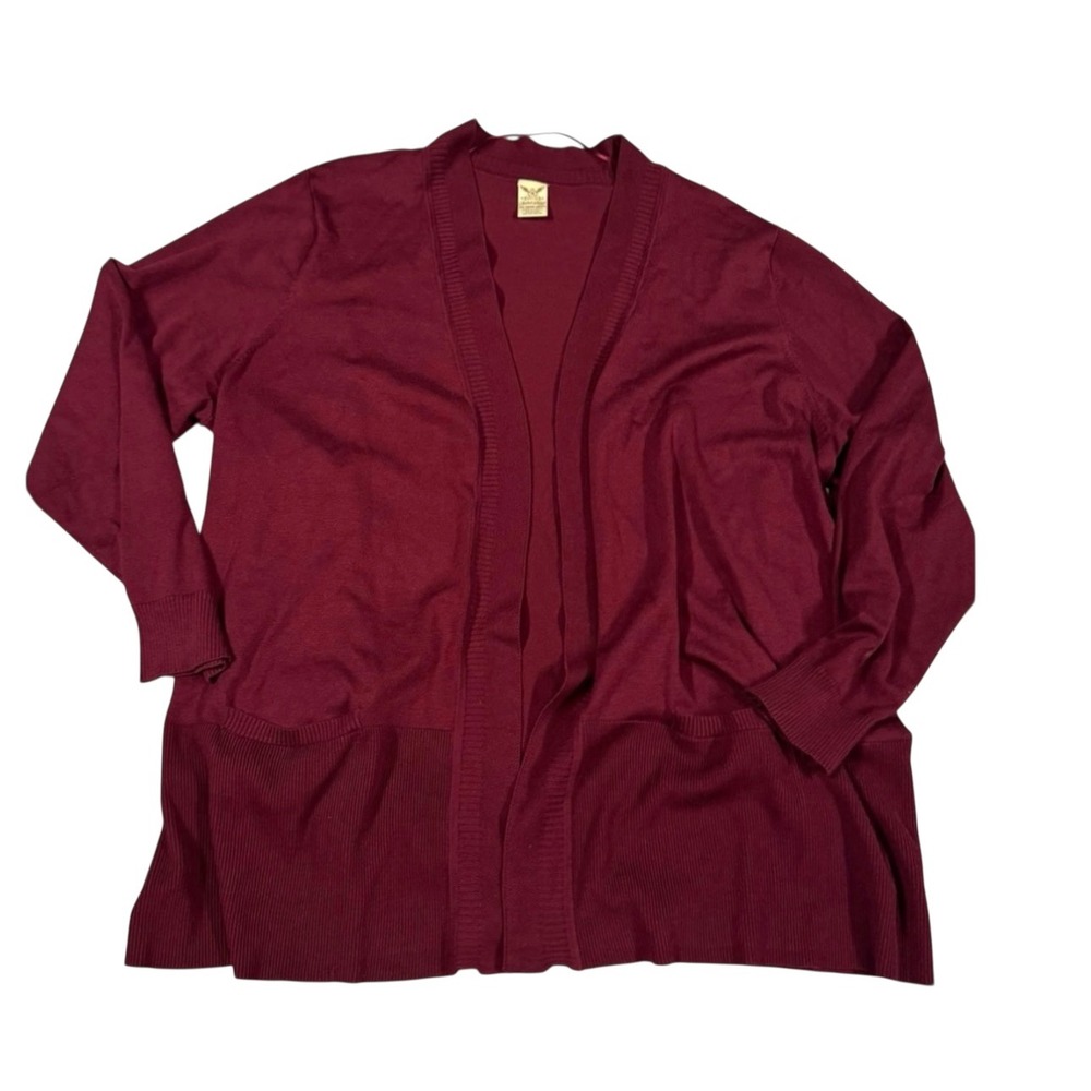 Faded Glory Deep Red Open Front Cardigan NWOT